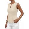 imagePRETTYGARDEN Womens 2026 Summer Vest Tops Business Casual Going Out Outfits Sleeveless Zip Up Dressy Tank Top Suit WaistcoatBeige