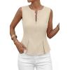 imagePRETTYGARDEN Womens 2026 Summer Vest Tops Business Casual Going Out Outfits Sleeveless Zip Up Dressy Tank Top Suit WaistcoatBeige
