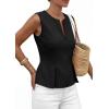 imagePRETTYGARDEN Womens 2026 Summer Vest Tops Business Casual Going Out Outfits Sleeveless Zip Up Dressy Tank Top Suit WaistcoatBlack