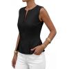imagePRETTYGARDEN Womens 2026 Summer Vest Tops Business Casual Going Out Outfits Sleeveless Zip Up Dressy Tank Top Suit WaistcoatBlack