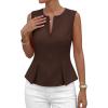 imagePRETTYGARDEN Womens 2026 Summer Vest Tops Business Casual Going Out Outfits Sleeveless Zip Up Dressy Tank Top Suit WaistcoatBrown