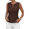 imagePRETTYGARDEN Womens 2026 Summer Vest Tops Business Casual Going Out Outfits Sleeveless Zip Up Dressy Tank Top Suit WaistcoatBrown
