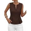 imagePRETTYGARDEN Womens 2026 Summer Vest Tops Business Casual Going Out Outfits Sleeveless Zip Up Dressy Tank Top Suit WaistcoatBrown