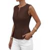 imagePRETTYGARDEN Womens 2026 Summer Vest Tops Business Casual Going Out Outfits Sleeveless Zip Up Dressy Tank Top Suit WaistcoatBrown
