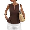 imagePRETTYGARDEN Womens 2026 Summer Vest Tops Business Casual Going Out Outfits Sleeveless Zip Up Dressy Tank Top Suit WaistcoatBrown