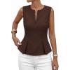 imagePRETTYGARDEN Womens 2026 Summer Vest Tops Business Casual Going Out Outfits Sleeveless Zip Up Dressy Tank Top Suit WaistcoatBrown
