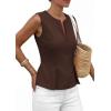 imagePRETTYGARDEN Womens 2026 Summer Vest Tops Business Casual Going Out Outfits Sleeveless Zip Up Dressy Tank Top Suit WaistcoatBrown