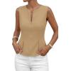 imagePRETTYGARDEN Womens 2026 Summer Vest Tops Business Casual Going Out Outfits Sleeveless Zip Up Dressy Tank Top Suit WaistcoatKhaki