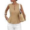 imagePRETTYGARDEN Womens 2026 Summer Vest Tops Business Casual Going Out Outfits Sleeveless Zip Up Dressy Tank Top Suit WaistcoatKhaki