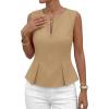 imagePRETTYGARDEN Womens 2026 Summer Vest Tops Business Casual Going Out Outfits Sleeveless Zip Up Dressy Tank Top Suit WaistcoatKhaki