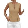 imagePRETTYGARDEN Womens 2026 Summer Vest Tops Business Casual Going Out Outfits Sleeveless Zip Up Dressy Tank Top Suit WaistcoatKhaki