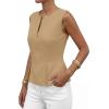 imagePRETTYGARDEN Womens 2026 Summer Vest Tops Business Casual Going Out Outfits Sleeveless Zip Up Dressy Tank Top Suit WaistcoatKhaki