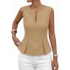 imagePRETTYGARDEN Womens 2026 Summer Vest Tops Business Casual Going Out Outfits Sleeveless Zip Up Dressy Tank Top Suit WaistcoatKhaki