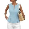 imagePRETTYGARDEN Womens 2026 Summer Vest Tops Business Casual Going Out Outfits Sleeveless Zip Up Dressy Tank Top Suit WaistcoatLight Blue