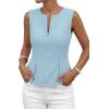 imagePRETTYGARDEN Womens 2026 Summer Vest Tops Business Casual Going Out Outfits Sleeveless Zip Up Dressy Tank Top Suit WaistcoatLight Blue