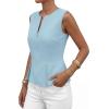 imagePRETTYGARDEN Womens 2026 Summer Vest Tops Business Casual Going Out Outfits Sleeveless Zip Up Dressy Tank Top Suit WaistcoatLight Blue
