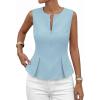 imagePRETTYGARDEN Womens 2026 Summer Vest Tops Business Casual Going Out Outfits Sleeveless Zip Up Dressy Tank Top Suit WaistcoatLight Blue