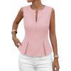 imagePRETTYGARDEN Womens 2026 Summer Vest Tops Business Casual Going Out Outfits Sleeveless Zip Up Dressy Tank Top Suit WaistcoatPink
