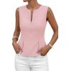 imagePRETTYGARDEN Womens 2026 Summer Vest Tops Business Casual Going Out Outfits Sleeveless Zip Up Dressy Tank Top Suit WaistcoatPink