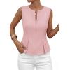 imagePRETTYGARDEN Womens 2026 Summer Vest Tops Business Casual Going Out Outfits Sleeveless Zip Up Dressy Tank Top Suit WaistcoatPink
