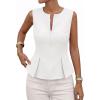 imagePRETTYGARDEN Womens 2026 Summer Vest Tops Business Casual Going Out Outfits Sleeveless Zip Up Dressy Tank Top Suit WaistcoatWhite