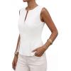 imagePRETTYGARDEN Womens 2026 Summer Vest Tops Business Casual Going Out Outfits Sleeveless Zip Up Dressy Tank Top Suit WaistcoatWhite
