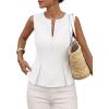 imagePRETTYGARDEN Womens 2026 Summer Vest Tops Business Casual Going Out Outfits Sleeveless Zip Up Dressy Tank Top Suit WaistcoatWhite