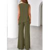 imagePRETTYGARDEN Womens 2026 Two Piece Matching Lounge Sets Asymmetrical Split Tank Tops Wide Leg Pants Summer Outfits TracksuitArmy Green