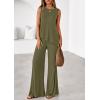 imagePRETTYGARDEN Womens 2026 Two Piece Matching Lounge Sets Asymmetrical Split Tank Tops Wide Leg Pants Summer Outfits TracksuitArmy Green