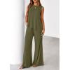 imagePRETTYGARDEN Womens 2026 Two Piece Matching Lounge Sets Asymmetrical Split Tank Tops Wide Leg Pants Summer Outfits TracksuitArmy Green
