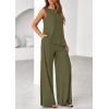 imagePRETTYGARDEN Womens 2026 Two Piece Matching Lounge Sets Asymmetrical Split Tank Tops Wide Leg Pants Summer Outfits TracksuitArmy Green