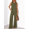 imagePRETTYGARDEN Womens 2026 Two Piece Matching Lounge Sets Asymmetrical Split Tank Tops Wide Leg Pants Summer Outfits TracksuitArmy Green