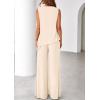 imagePRETTYGARDEN Womens 2026 Two Piece Matching Lounge Sets Asymmetrical Split Tank Tops Wide Leg Pants Summer Outfits TracksuitBeige