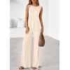imagePRETTYGARDEN Womens 2026 Two Piece Matching Lounge Sets Asymmetrical Split Tank Tops Wide Leg Pants Summer Outfits TracksuitBeige