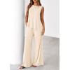 imagePRETTYGARDEN Womens 2026 Two Piece Matching Lounge Sets Asymmetrical Split Tank Tops Wide Leg Pants Summer Outfits TracksuitBeige