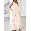 imagePRETTYGARDEN Womens 2026 Two Piece Matching Lounge Sets Asymmetrical Split Tank Tops Wide Leg Pants Summer Outfits TracksuitBeige