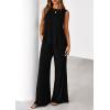 imagePRETTYGARDEN Womens 2026 Two Piece Matching Lounge Sets Asymmetrical Split Tank Tops Wide Leg Pants Summer Outfits TracksuitBlack