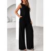 imagePRETTYGARDEN Womens 2026 Two Piece Matching Lounge Sets Asymmetrical Split Tank Tops Wide Leg Pants Summer Outfits TracksuitBlack