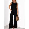 imagePRETTYGARDEN Womens 2026 Two Piece Matching Lounge Sets Asymmetrical Split Tank Tops Wide Leg Pants Summer Outfits TracksuitBlack