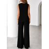 imagePRETTYGARDEN Womens 2026 Two Piece Matching Lounge Sets Asymmetrical Split Tank Tops Wide Leg Pants Summer Outfits TracksuitBlack