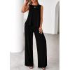 imagePRETTYGARDEN Womens 2026 Two Piece Matching Lounge Sets Asymmetrical Split Tank Tops Wide Leg Pants Summer Outfits TracksuitBlack