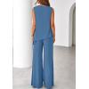 imagePRETTYGARDEN Womens 2026 Two Piece Matching Lounge Sets Asymmetrical Split Tank Tops Wide Leg Pants Summer Outfits TracksuitBlue