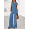 imagePRETTYGARDEN Womens 2026 Two Piece Matching Lounge Sets Asymmetrical Split Tank Tops Wide Leg Pants Summer Outfits TracksuitBlue