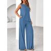 imagePRETTYGARDEN Womens 2026 Two Piece Matching Lounge Sets Asymmetrical Split Tank Tops Wide Leg Pants Summer Outfits TracksuitBlue