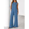 imagePRETTYGARDEN Womens 2026 Two Piece Matching Lounge Sets Asymmetrical Split Tank Tops Wide Leg Pants Summer Outfits TracksuitBlue