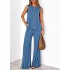 imagePRETTYGARDEN Womens 2026 Two Piece Matching Lounge Sets Asymmetrical Split Tank Tops Wide Leg Pants Summer Outfits TracksuitBlue