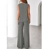 imagePRETTYGARDEN Womens 2026 Two Piece Matching Lounge Sets Asymmetrical Split Tank Tops Wide Leg Pants Summer Outfits TracksuitGrey
