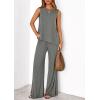 imagePRETTYGARDEN Womens 2026 Two Piece Matching Lounge Sets Asymmetrical Split Tank Tops Wide Leg Pants Summer Outfits TracksuitGrey