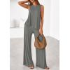 imagePRETTYGARDEN Womens 2026 Two Piece Matching Lounge Sets Asymmetrical Split Tank Tops Wide Leg Pants Summer Outfits TracksuitGrey