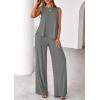 imagePRETTYGARDEN Womens 2026 Two Piece Matching Lounge Sets Asymmetrical Split Tank Tops Wide Leg Pants Summer Outfits TracksuitGrey